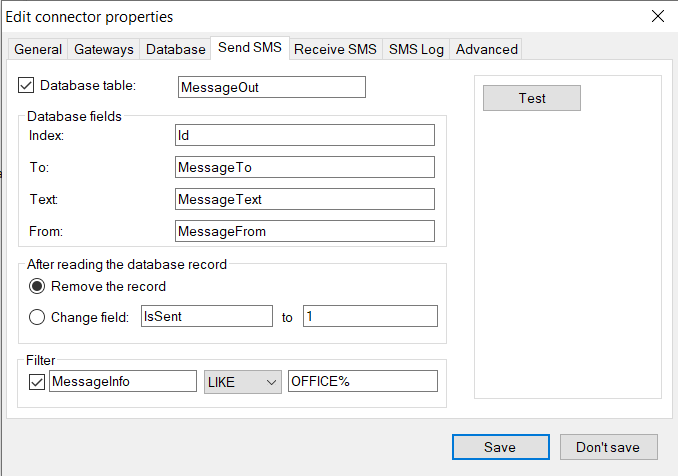 Reference > Connector properties > SQL connector